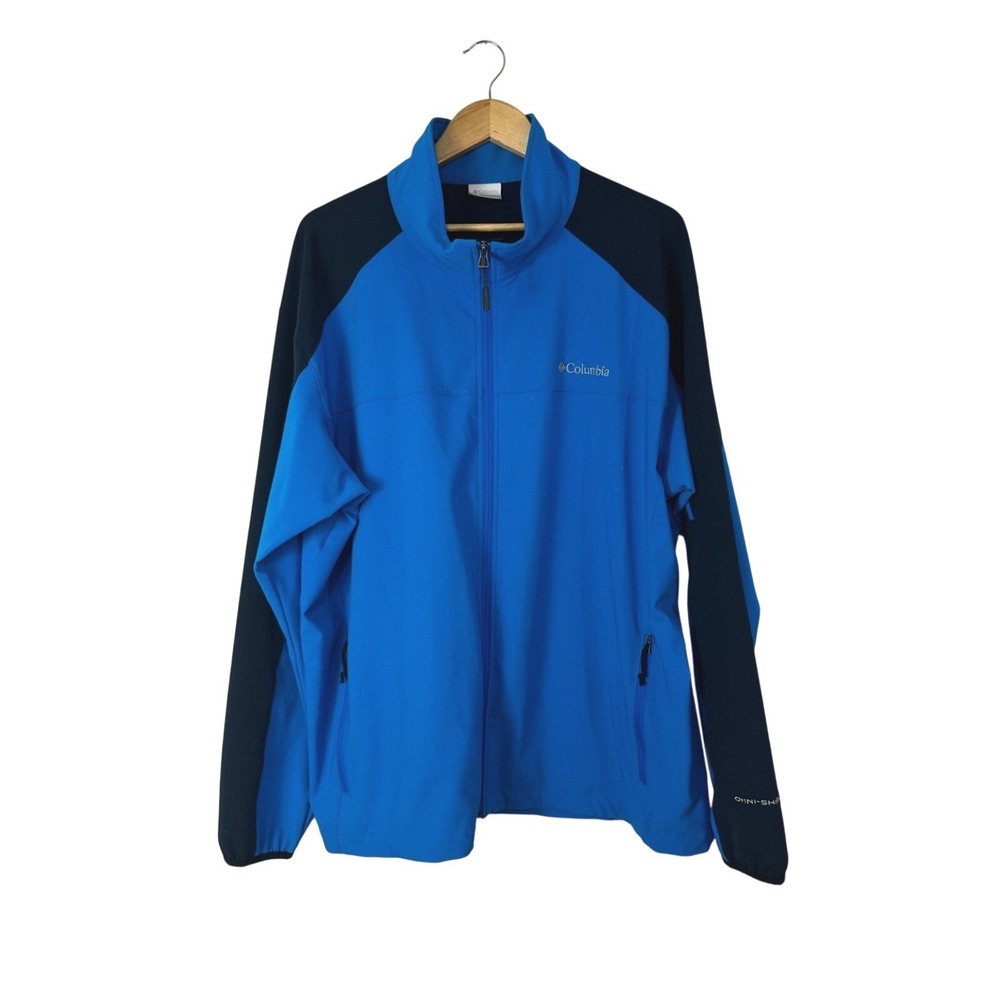 Columbia Omni-Shield Full Zip Jacket Mid-Weight Mens XL Blue Black Colorblock